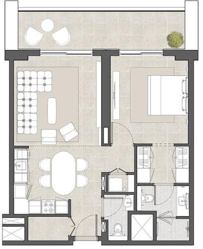 Apartment interior at Hyde Residences