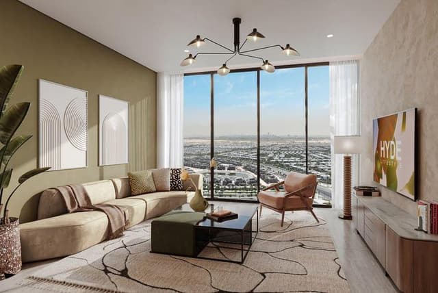 Living space at Hyde Residences in Dubai Hills Estate