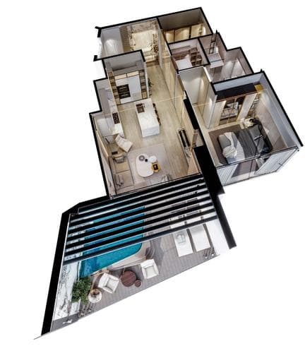 Apartment interior at Binghatti Royale