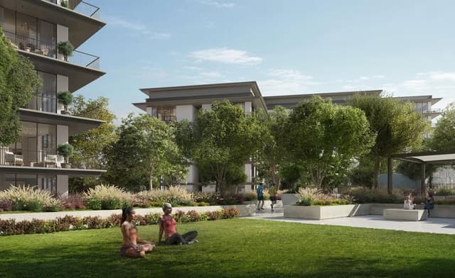 Building facade at Ocean Cove by Emaar Properties in Rashid Yachts & Marina