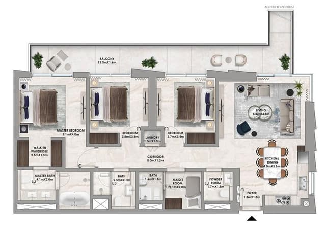 Living space at Address Residences by Emaar Properties