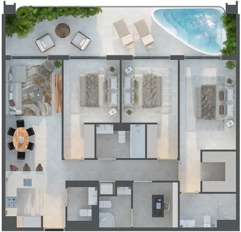 Building facade at Weybridge Gardens 3 by Leos International in Dubailand