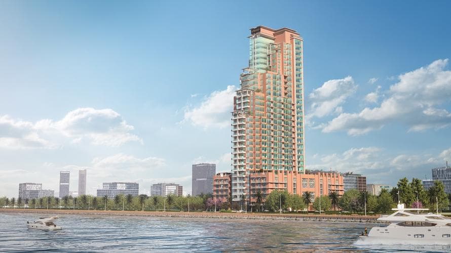 Building facade at Riva Residence by Vakson in Rashid Yachts & Marina