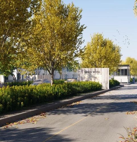 Building facade at Kensington Gardens by Leos International in Meydan