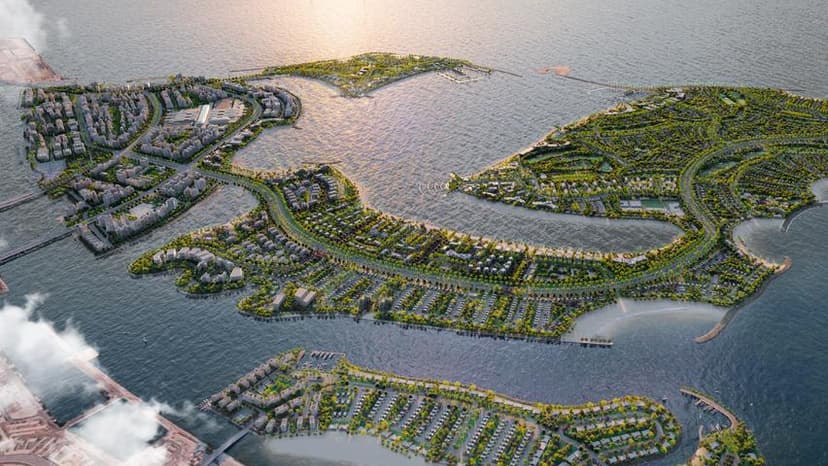 Dubai Island - Living space at Bay Grove Residences