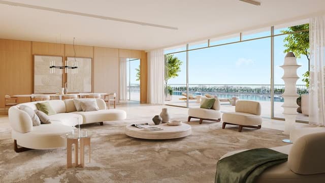 Building facade at Bay Grove Residences by Nakheel Properties in Dubai Island