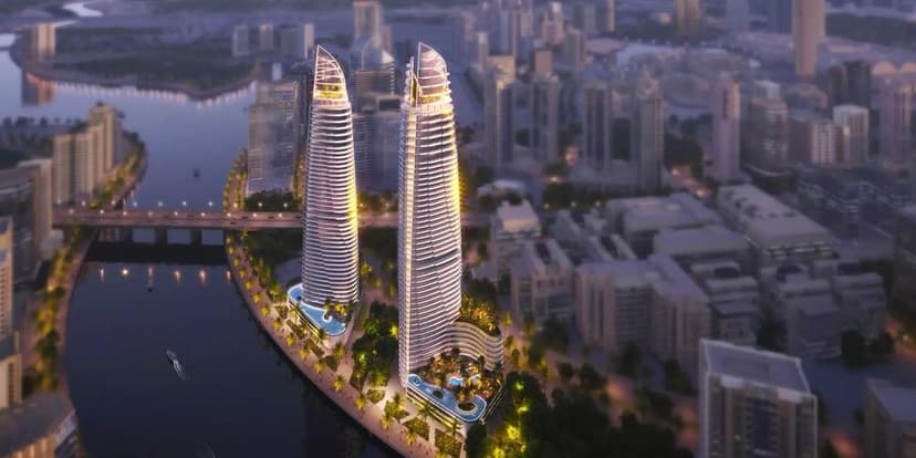 Building facade at Canal Heights 2 by DAMAC Properties in Business Bay