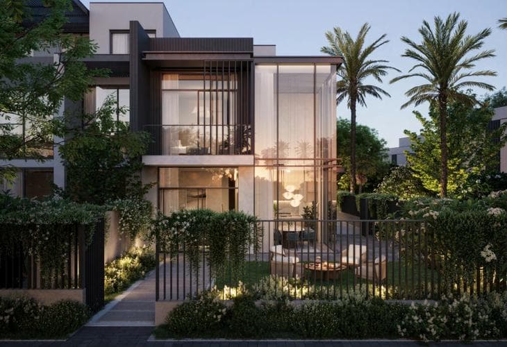 Building facade at La Tilia by Dubai Holdings in Dubailand