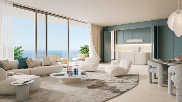 Building facade at Orise Residences by Beyond Properties in Dubai Maritime City