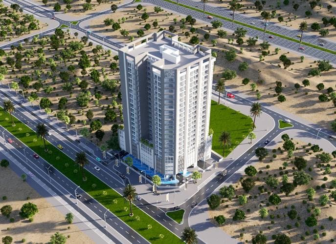 Front entrance at Time 3 - Residential Tower