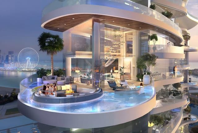 Dubai Harbour - Living space at Damac Bay 2 by Cavalli