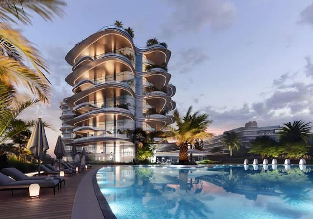 Building facade at SLS Residences by SLS in Palm Jumeirah