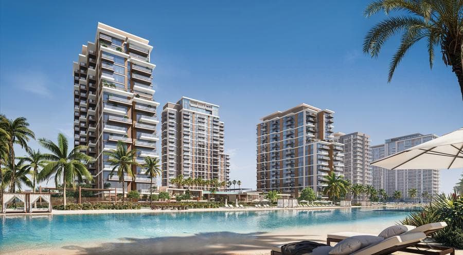 Building facade at Naya Residences by Nakheel Properties in Mohammed Bin Rashid City
