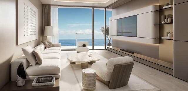 Building facade at Esmé Beach Residences by Elysian Developments in Dubai Island