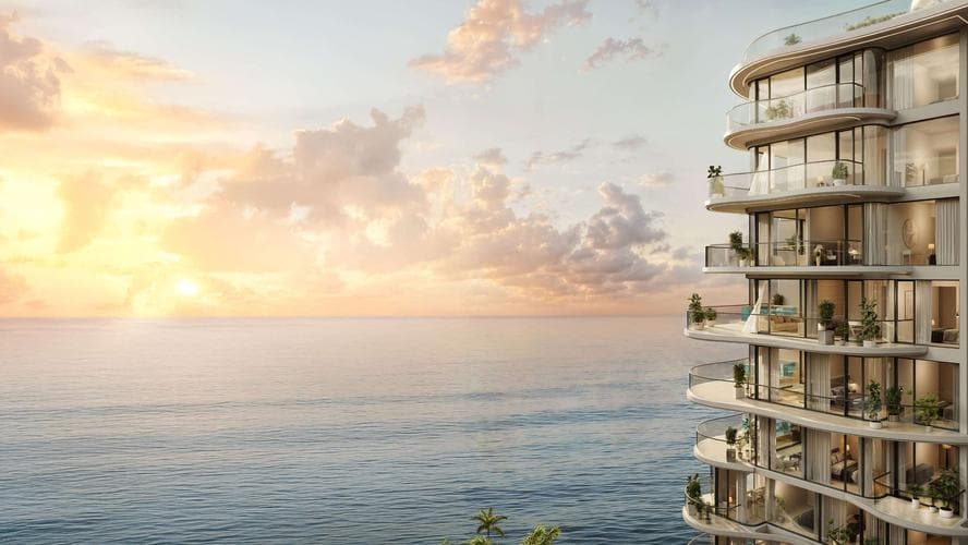 Building design at Esmé Beach Residences in Dubai Island