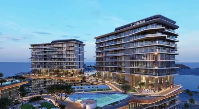 Building facade at Azizi Wasel by Azizi developments in Dubai Island