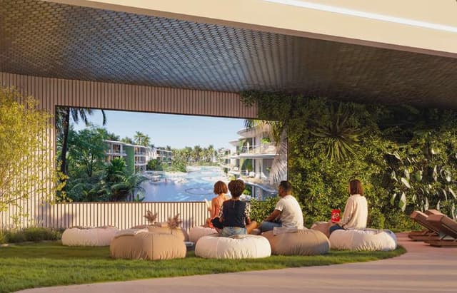 Building facade at SAMANA Parkville by Samana Developers in Dubai Land Residence Complex