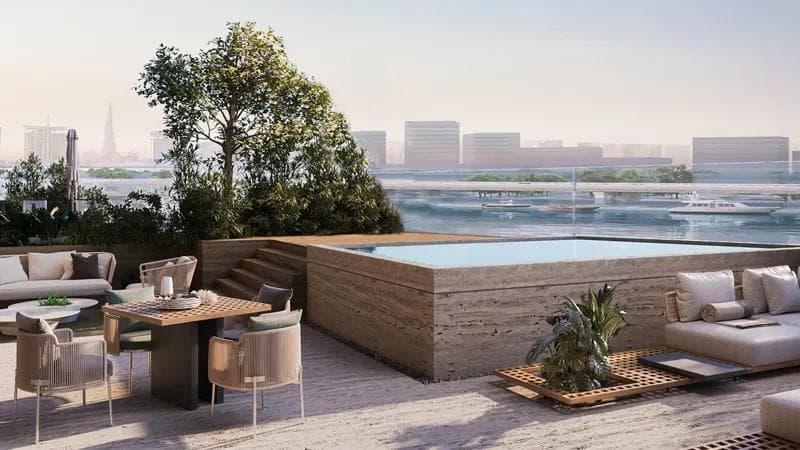 Building facade at Azura Residences by IGO in Dubai Island