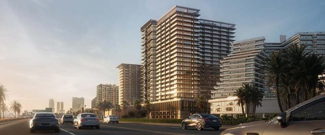 Building facade at Starlight by Binghatti in Al Jaddaf
