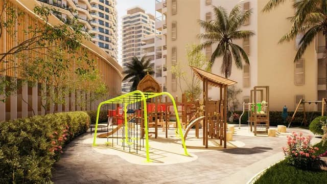 Al Hamra Waterfront Building facade in Al Hamra Village