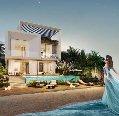 Building facade at AlThuraya Island by Ajmal Makan Real Estate Development in Sharjah Waterfront City