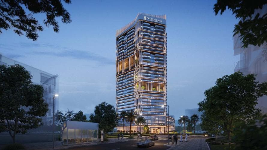 Building facade at Parkway by Prestige One Developments in Mohammed Bin Rashid City