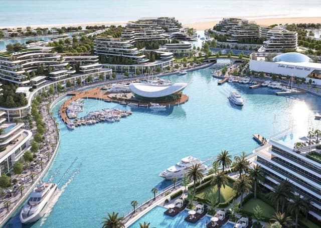 Building facade at Bayside Marina Residences by sobha in Siniya Island