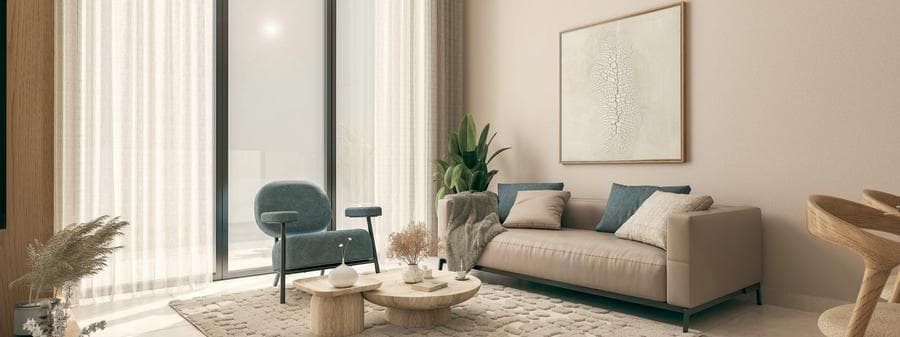 Living space at The Haven II by Meraki Developers
