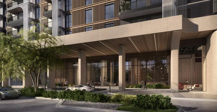 Building facade at Manarat Living III by Aldar Properties in Saadiyat Island