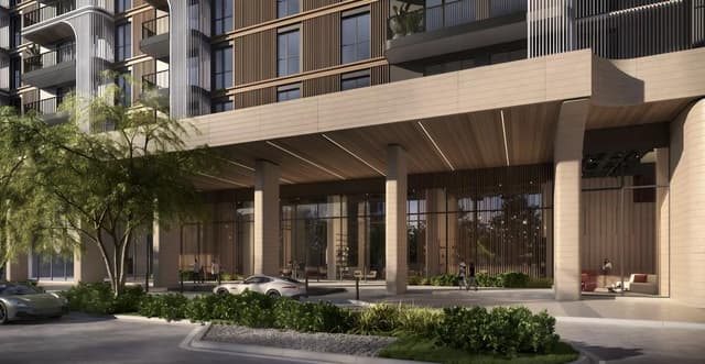 Building facade at Manarat Living III by Aldar Properties in Saadiyat Island