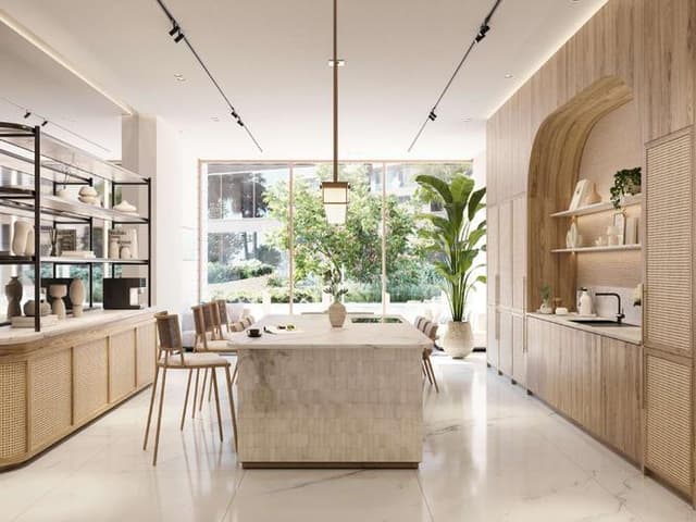 Building facade at Fahid Beach Residences by Aldar Properties in Fahid Island