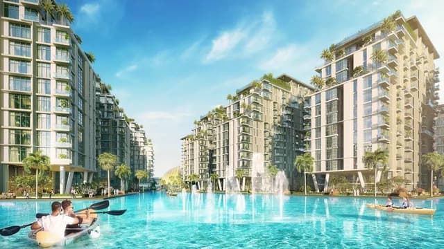 Living space at Azizi Venice by Azizi developments