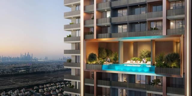 Building design at ESSENL1FE Residence in JVT Jumeirah Village Triangle