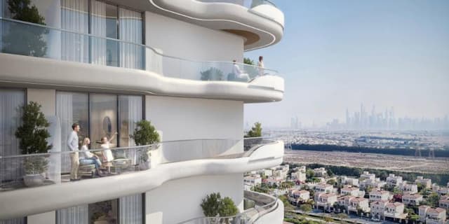 Building design at V1VID Tower in JVT Jumeirah Village Triangle