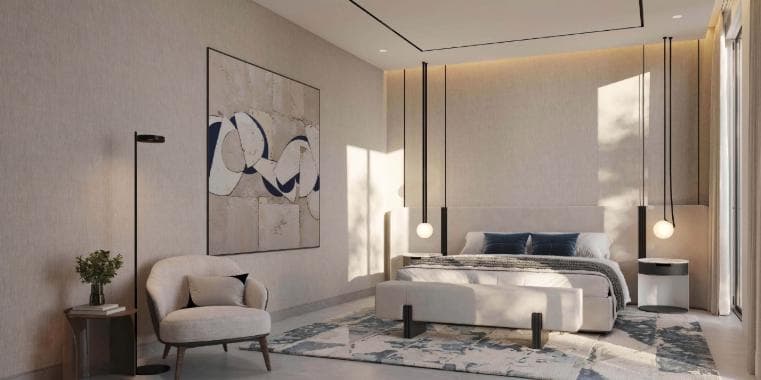 Building facade at Pinewood Village by Wasl in Jumeirah Golf Estate