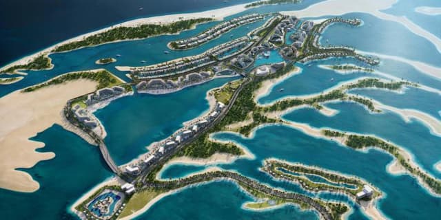 Building facade at Aquamarine Beach Residences by sobha in Siniya Island