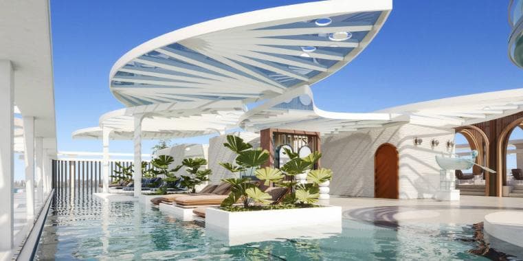 Building design at Arya Residences in Dubai Island