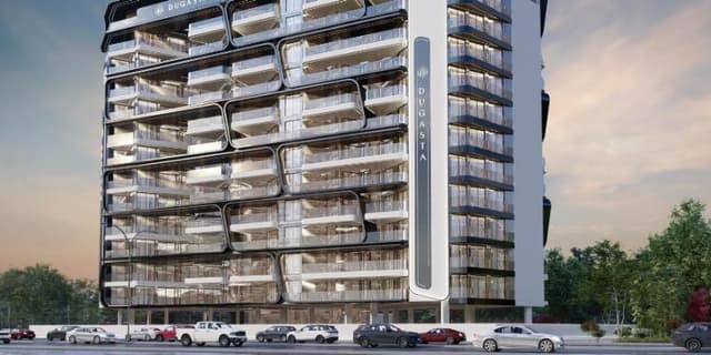 Building facade at Terra Tower by Dugasta in Dubailand