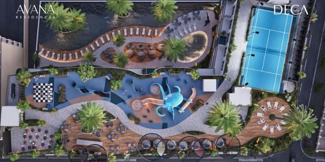 Building facade at Avana Residences by Deca Properties in JVC (Jumeirah Village Circle)