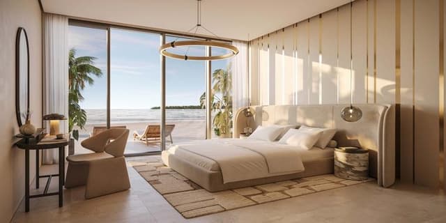 Building facade at AYA Beachfront Residences by Deyaar in Al Khor Waterfront