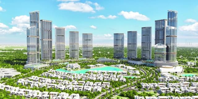 Sobha Hartland II - Living space at 340 Riverside Crescent