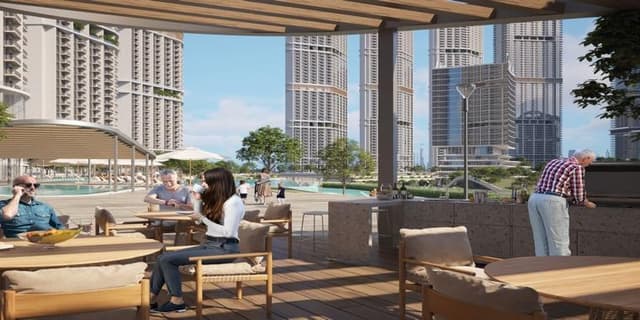 Sobha Hartland II - Living space at 350 RIVERSIDE CRESCENT