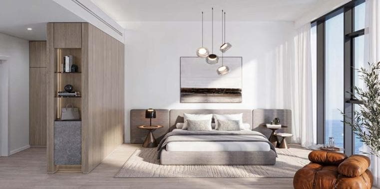 Building facade at The Edge at Raha Island by RAK Properties in Mina Al Arab