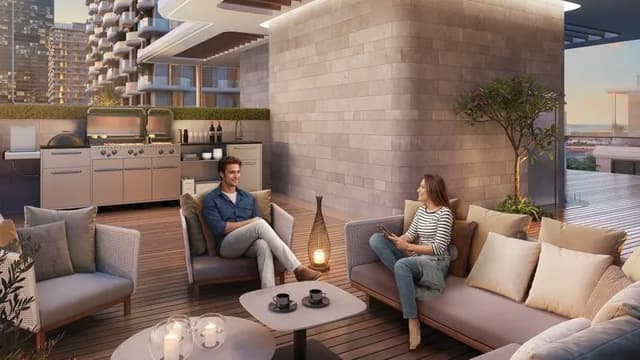 Building facade at Takaya by Union Properties in Motor City