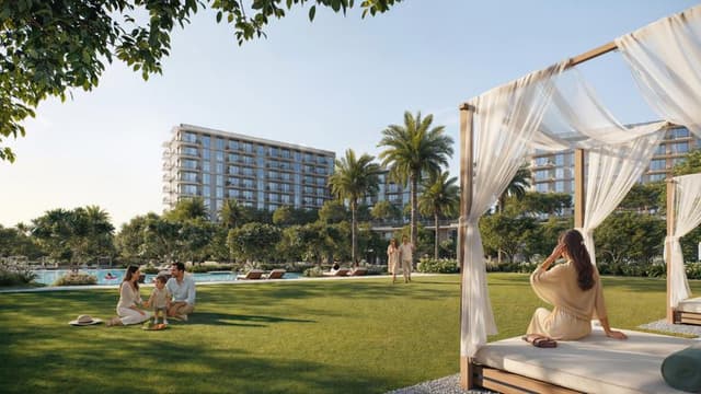 Landscaped gardens and Water Garden at Sera Phase 2 in Mina Rashid Dubai