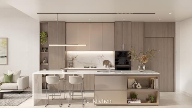 Modern kitchen at Riverton House Dubai