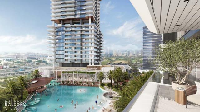 Mercer House balcony view overlooking Dubai Marina Skyline and Arabian Gulf