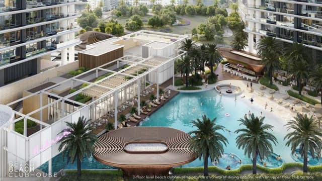 Mercer House beach club with artificial beach and leisure areas