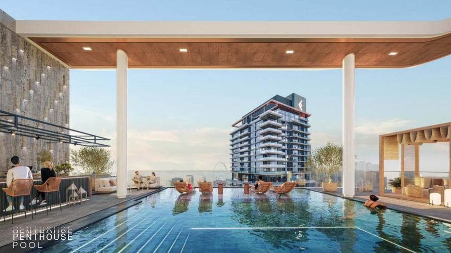 Mercer House infinity pool with Uptown Dubai views