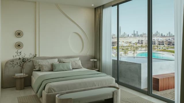 Luxury bedroom at Zen Lagoons by SANZEN Dubai